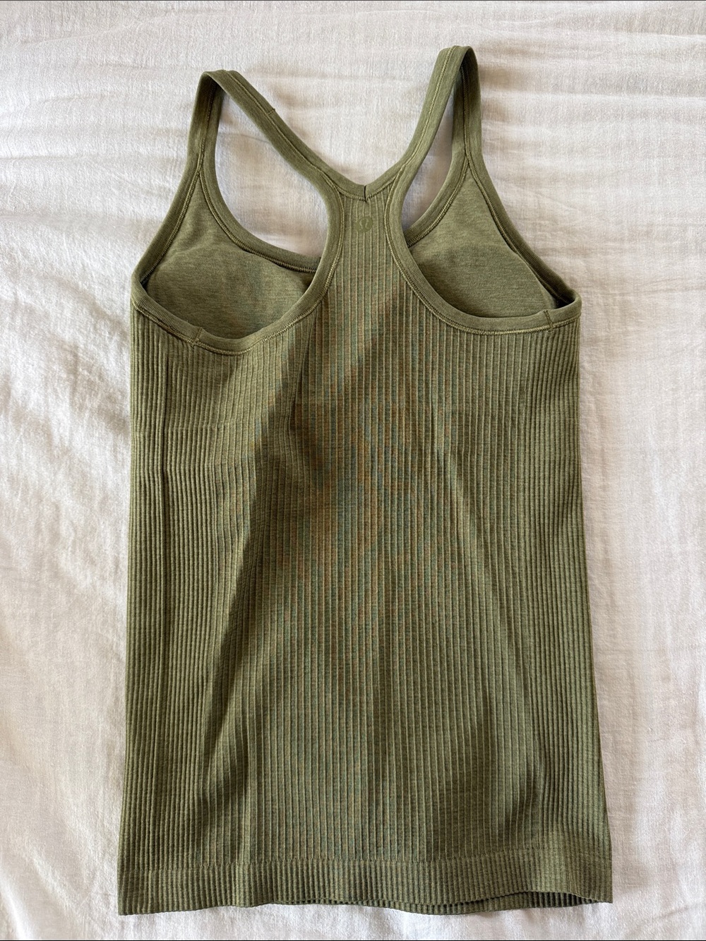 Lululemon Ribbed Racerback Tank Top - Olive Green - Picture 2 of 3